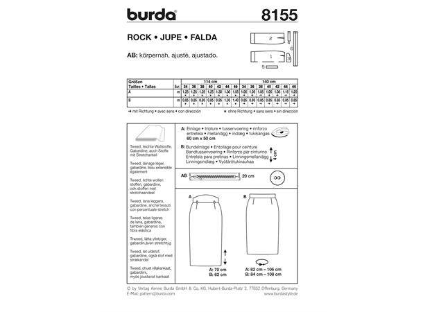 Burda 8155 - Skjørt