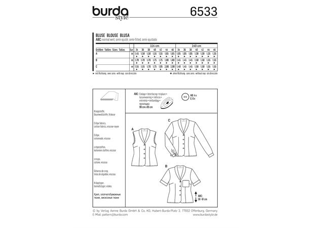 Burda 6533 - Bluse