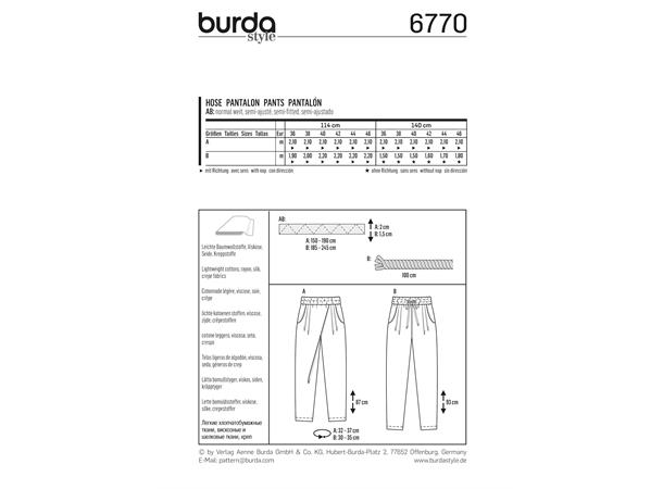 Burda 6770 - Bukser