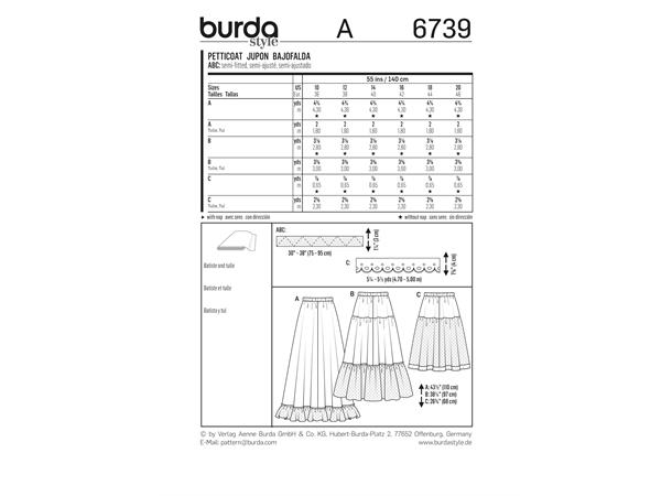 Burda 6739 - Underskjørt