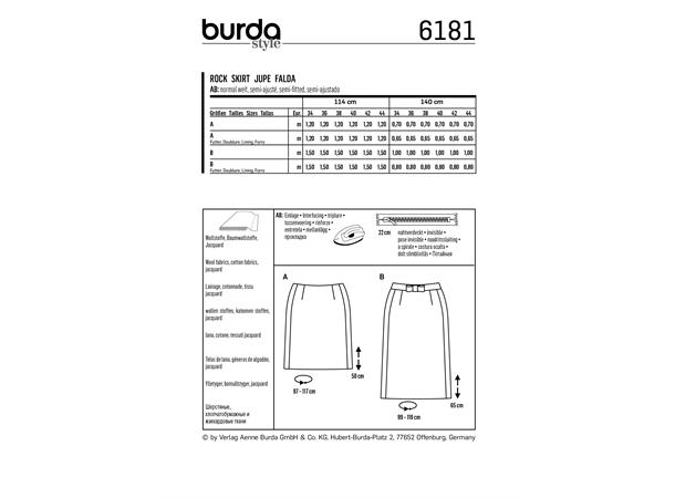 Burda 6181, Skjørt