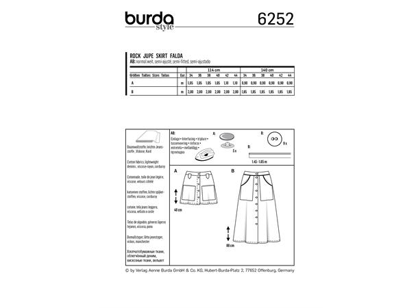 Burda 6252 - Skjørt