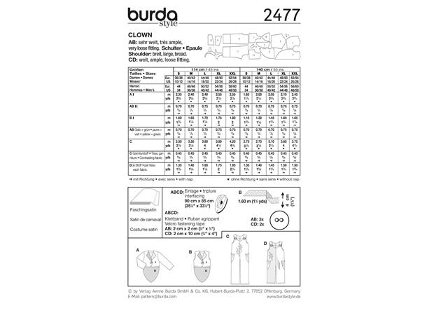 Burda 2477 - Klovnekostyme