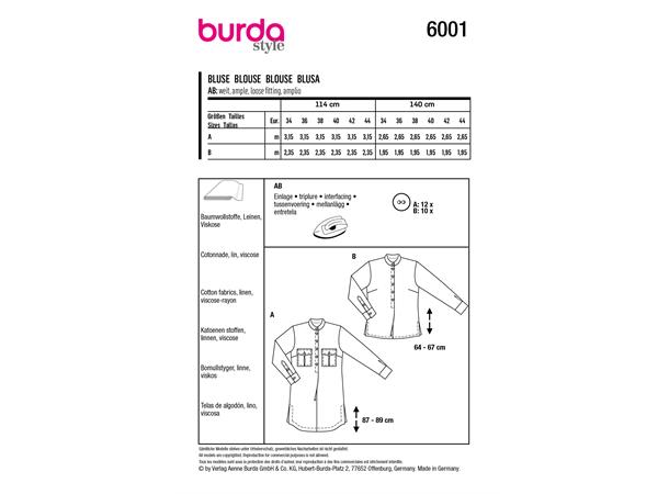 Burda 6001, Bluse