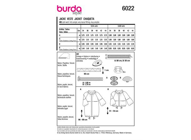 Burda 6022 - Jakke