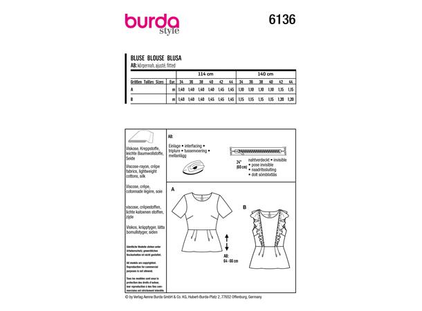 Burda 6136, Bluse