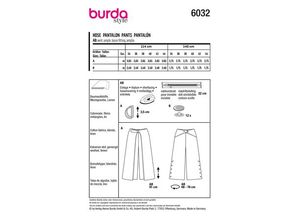 Burda 6032 - Bukse