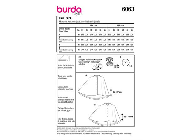 Burda 6063, cape