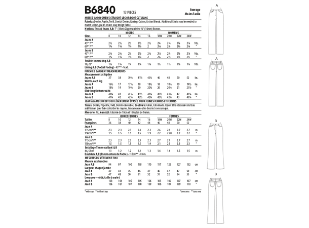 Butterick 6840 - Jeans B5