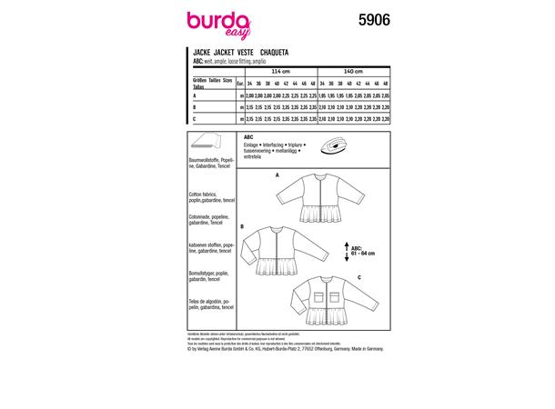 Burda 5906 - Jakke