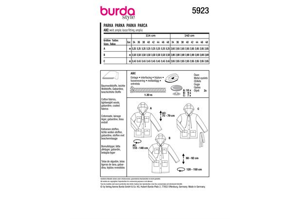 Burda 5923 - Parkasjakke