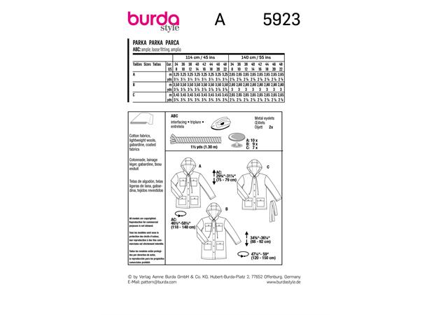 Burda 5923 - Parkasjakke