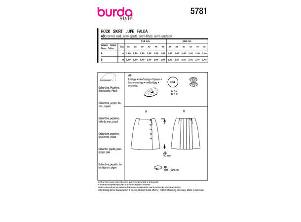 Burda 5781 - Skjørt