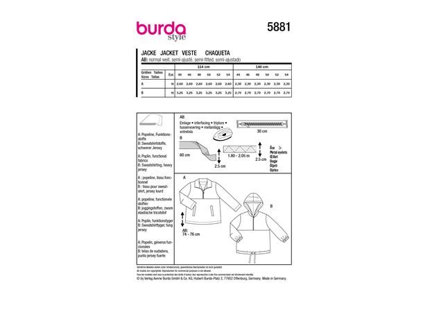 Burda 5881 - Jakke