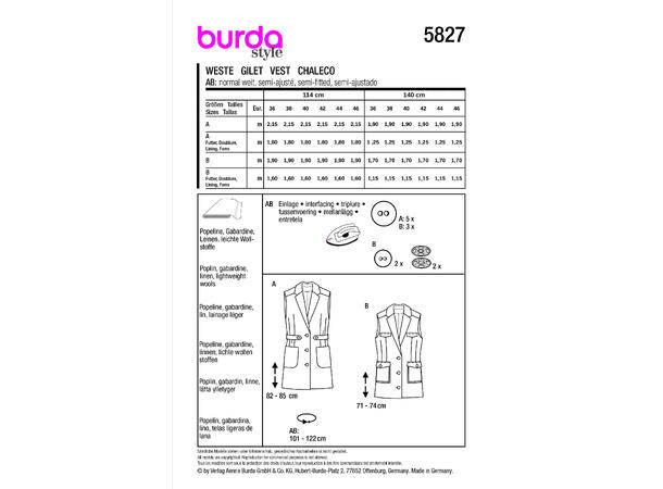 Burda 5827 - Vest