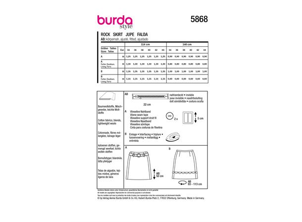 Burda 5868 - Skjørt