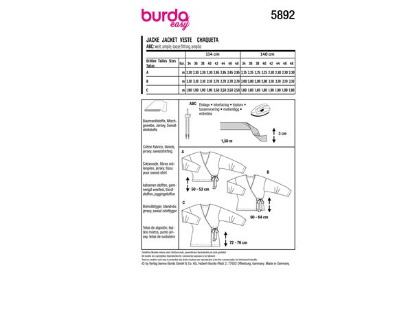 Burda 5892 - Omslagsjakke