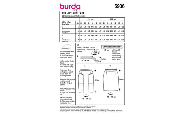 Burda 5936 - Skjørt