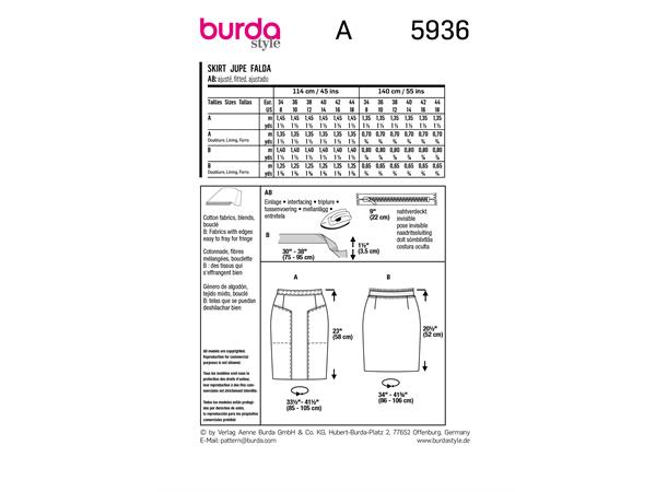 Burda 5936 - Skjørt