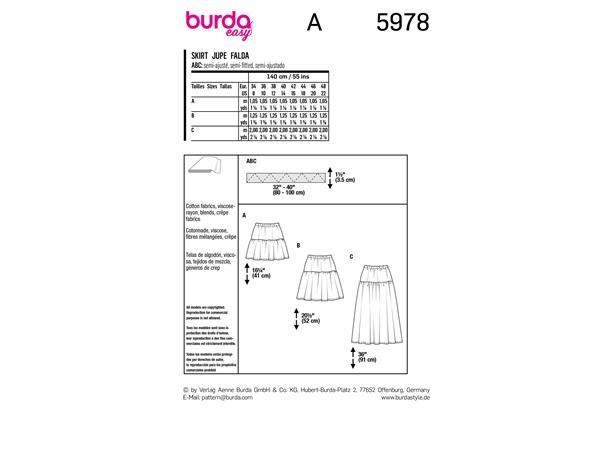 Burda 5978 - Skjørt