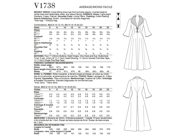 Vogue 1738 - Vintage kjole.