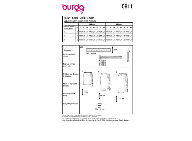 Burda 5811 - Skjørt