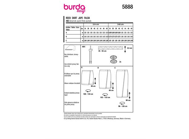 Burda 5888 - Skjørt