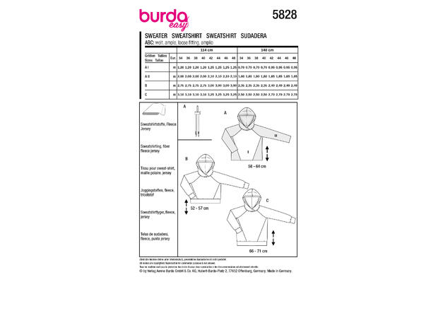 Burda 5828 - Hettegenser