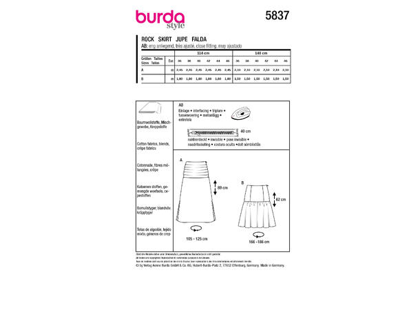 Burda 5837 - Skjørt