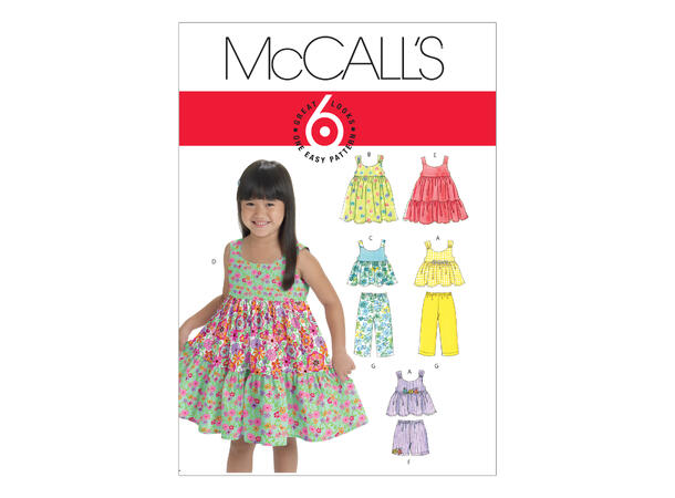 McCall's 6017 - Kjole, topp, shorts og bukse til barn.