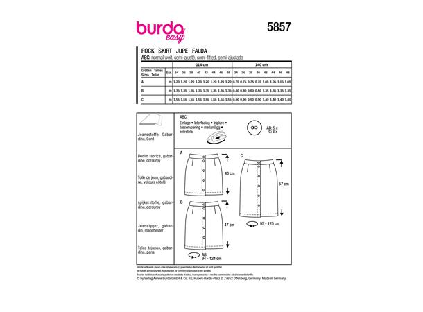 Burda 5857 - Skjørt