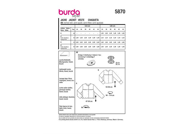 Burda 5870 - Jakke