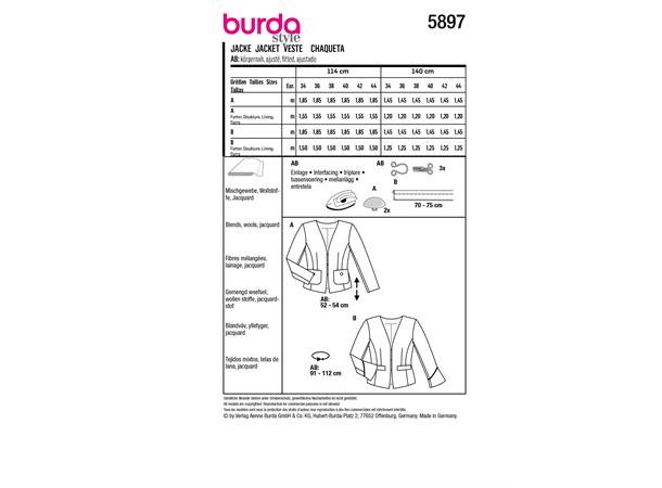 Burda 5897 - Jakke