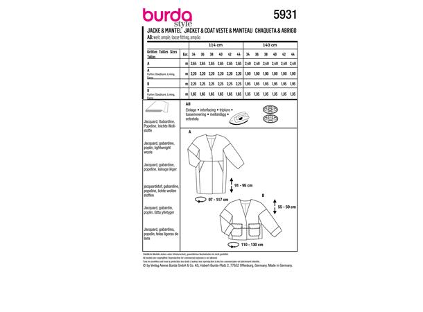 Burda 5931 - Jakke