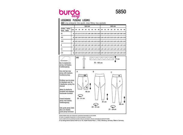 Burda 5850 - Tights