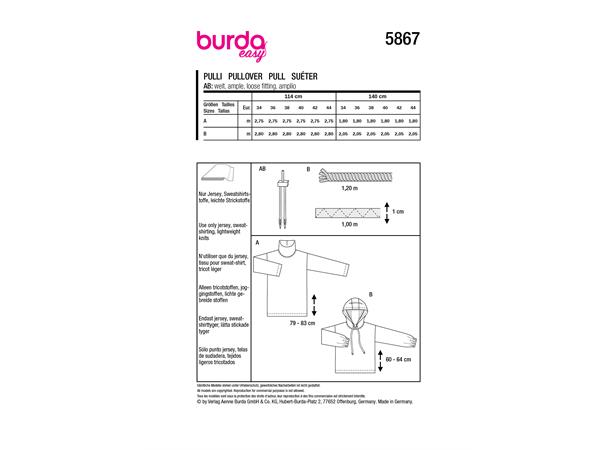 Burda 5867 - Genser