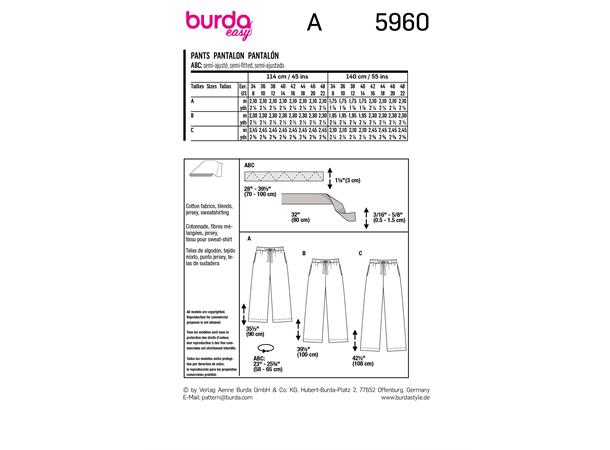 Burda 5960 - Bukse