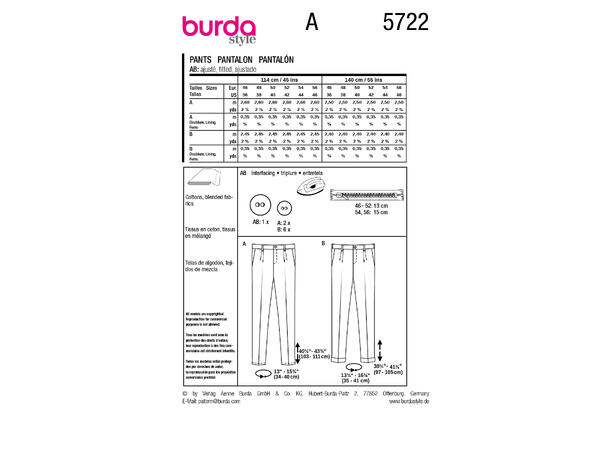 Burda 5722 - Bukse.