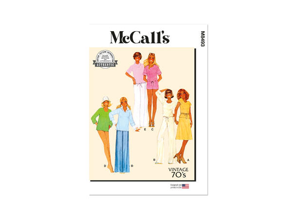 McCall's 8493 - Vintage topper, skjørt, bukse og shorts.