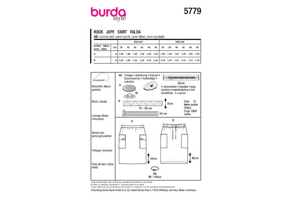 Burda 5779 - Skjørt.