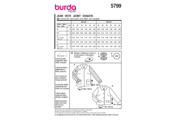 Burda 5799 - Jakke.