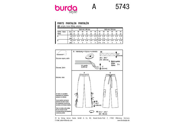 Burda 5743 - Bukse.