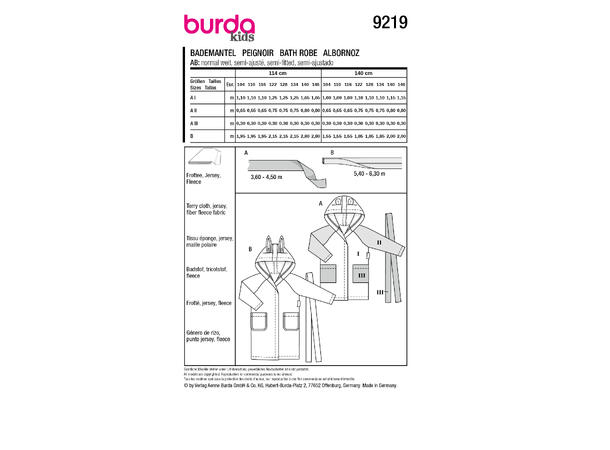 Burda 9219 - Badekåpe.