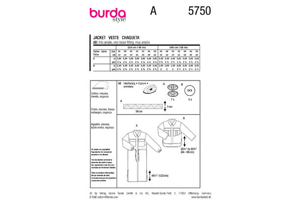 Burda 5750 - Jakke.