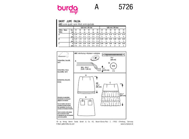 Burda 5726 - Miniskjørt.