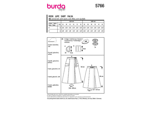 Burda 5766 - Skjørt.