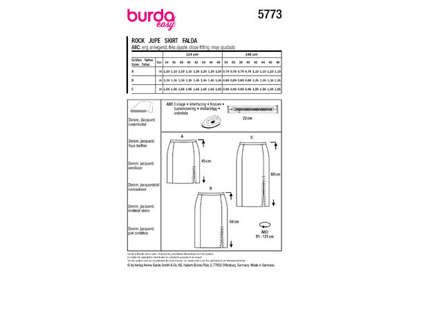 Burda 5773 - Skjørt.