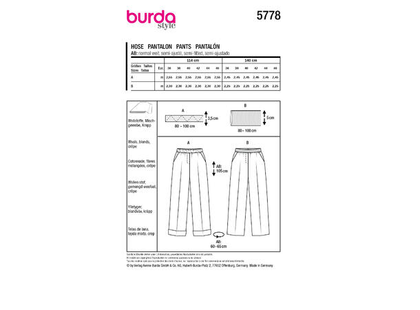 Burda 5778 - Bukse.